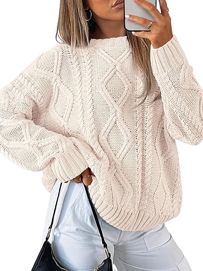 Women's Oversized Cable Strap Knit Sweaters