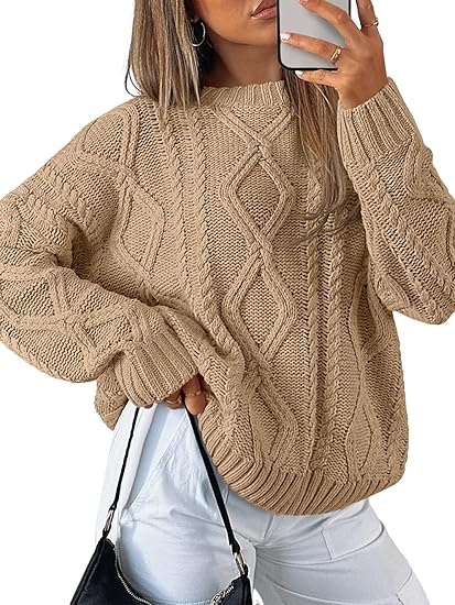 Women's Oversized Cable Strap Knit Sweaters