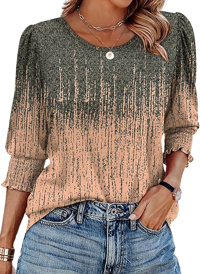 Casual Sleeve Womens Tops with Smocked Cuffs
