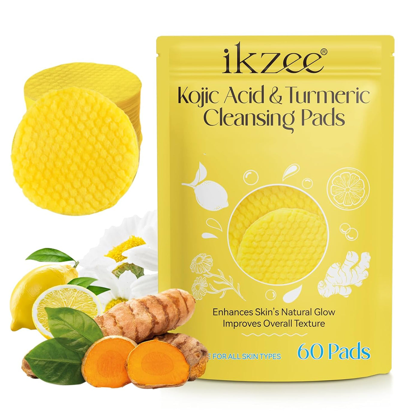 Discos de limpeza com cúrcuma e ácido kójico