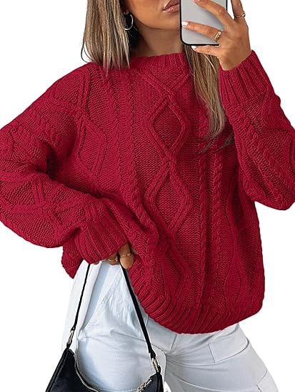 Women's Oversized Cable Strap Knit Sweaters