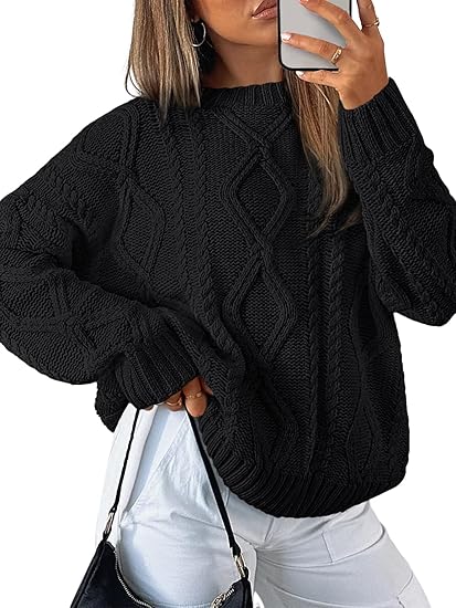 Women's Oversized Cable Strap Knit Sweaters
