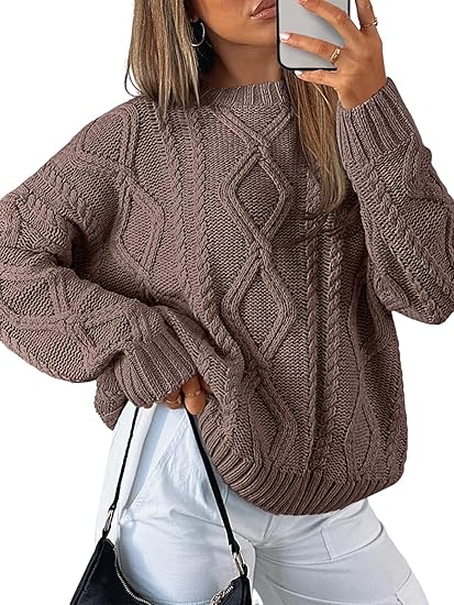 Women's Oversized Cable Strap Knit Sweaters