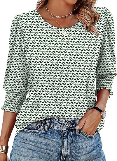 Casual Sleeve Womens Tops with Smocked Cuffs