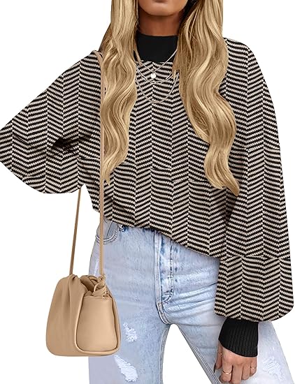 Women's Spring Long Sleeve Striped Ribbed Turtleneck
